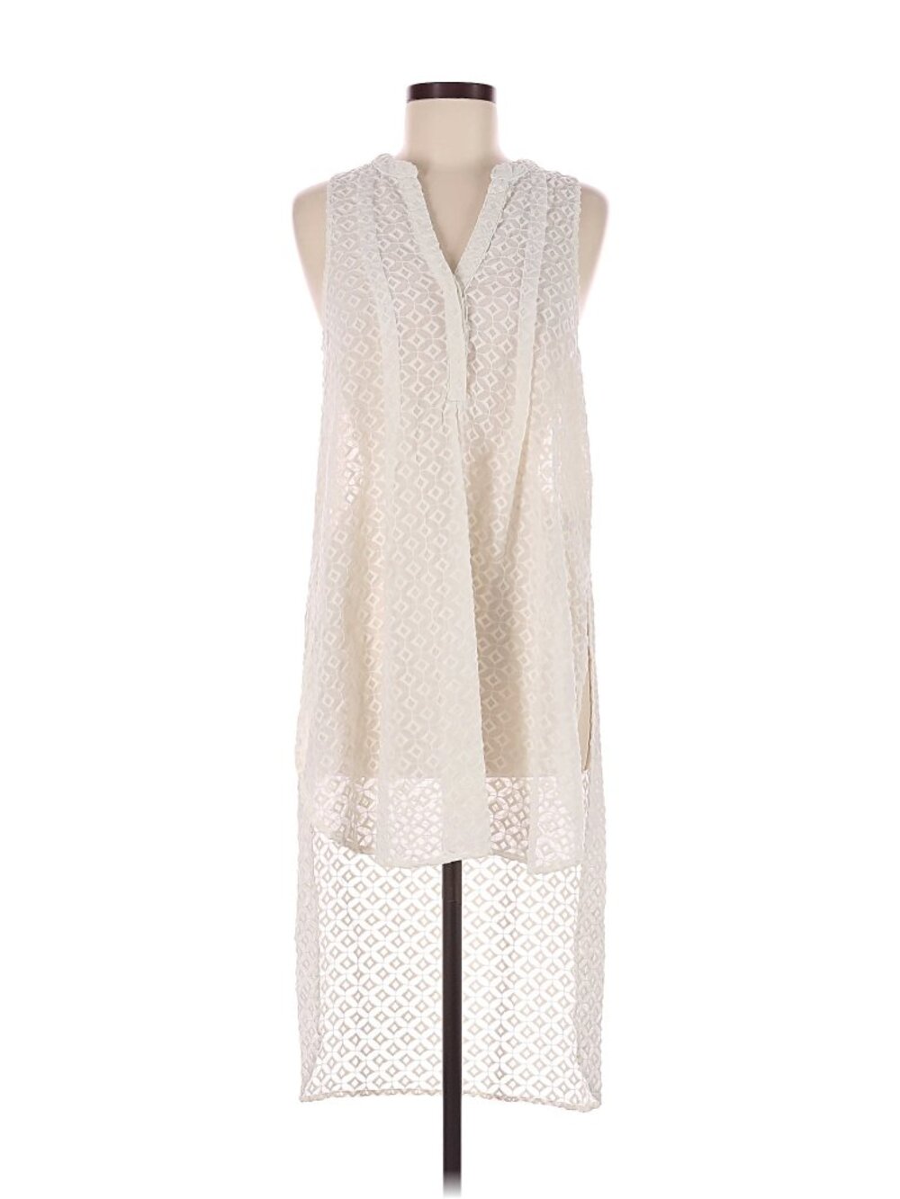 HD In Paris Anthropologie Women’s Sleeveless Hi Lo Ivory Sheer Blouse